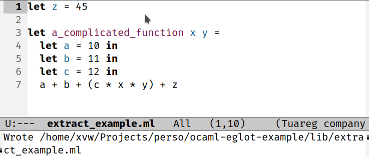 Extract expression with free variables